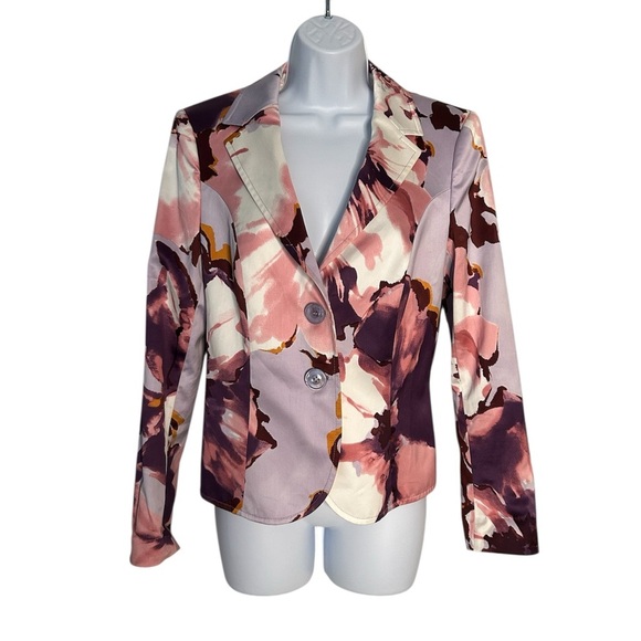Escada Floral Jacket Blazer Pink Purple Excellent Size 38 / 8 - Picture 7 of 7